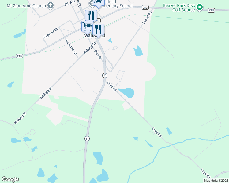 map of restaurants, bars, coffee shops, grocery stores, and more near 3341 State Highway 11 in Mansfield