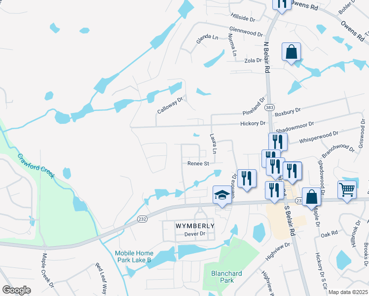 map of restaurants, bars, coffee shops, grocery stores, and more near 142 Stoneybrooks Place in Augusta