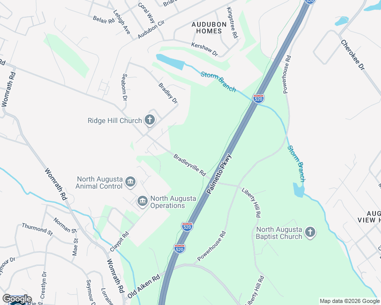 map of restaurants, bars, coffee shops, grocery stores, and more near 527 Bradleyville Road in North Augusta