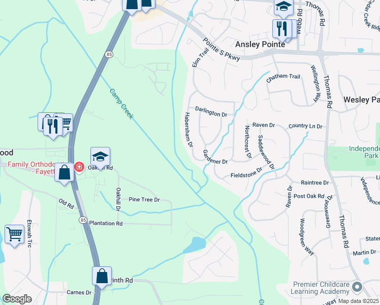 map of restaurants, bars, coffee shops, grocery stores, and more near 8963 Habersham Drive in Jonesboro
