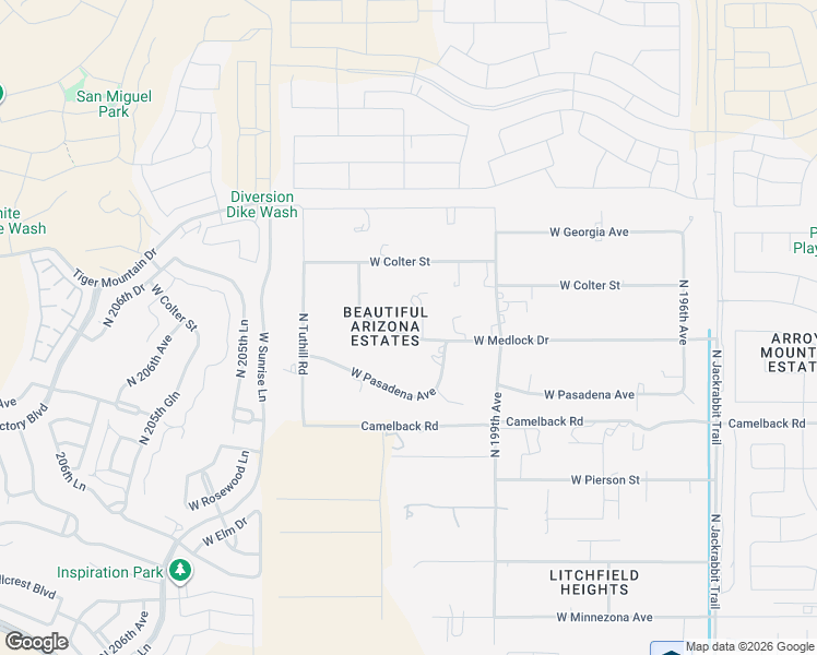 map of restaurants, bars, coffee shops, grocery stores, and more near 5134 North 200th Avenue in Litchfield Park