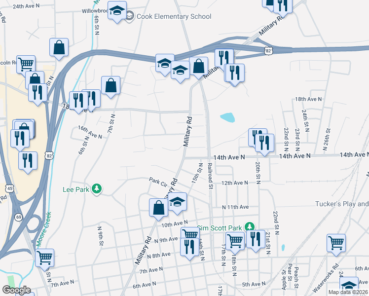 map of restaurants, bars, coffee shops, grocery stores, and more near 1599 N 15th Ave in Columbus