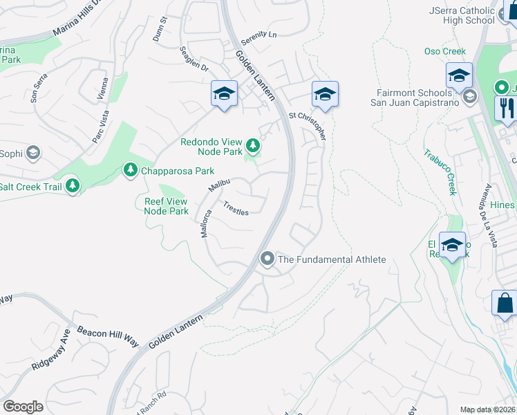 map of restaurants, bars, coffee shops, grocery stores, and more near 21 Trestles in Laguna Niguel