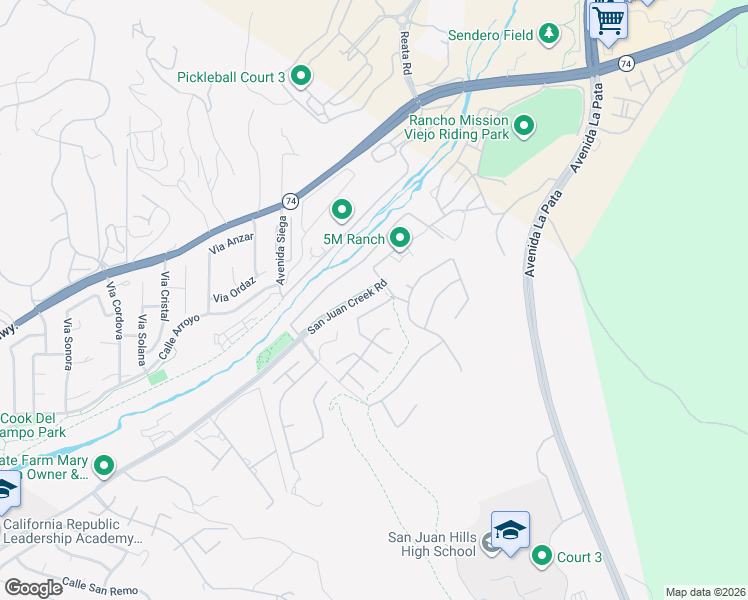 map of restaurants, bars, coffee shops, grocery stores, and more near 28761 Calle Posada in San Juan Capistrano