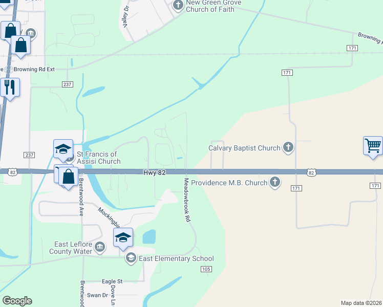 map of restaurants, bars, coffee shops, grocery stores, and more near 3017 Hwy 82 E in Greenwood