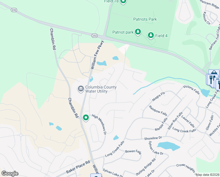 map of restaurants, bars, coffee shops, grocery stores, and more near 2006 Dundee Way in Grovetown