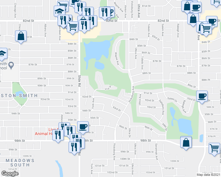 map of restaurants, bars, coffee shops, grocery stores, and more near 5011 91st St in Lubbock