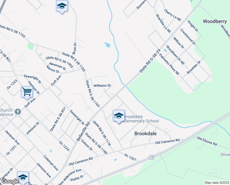 map of restaurants, bars, coffee shops, grocery stores, and more near 1971 Belleville Road in Orangeburg