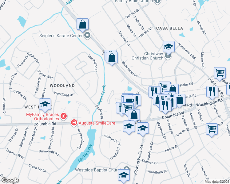 map of restaurants, bars, coffee shops, grocery stores, and more near 407 Bloedel Reserve Way in Martinez