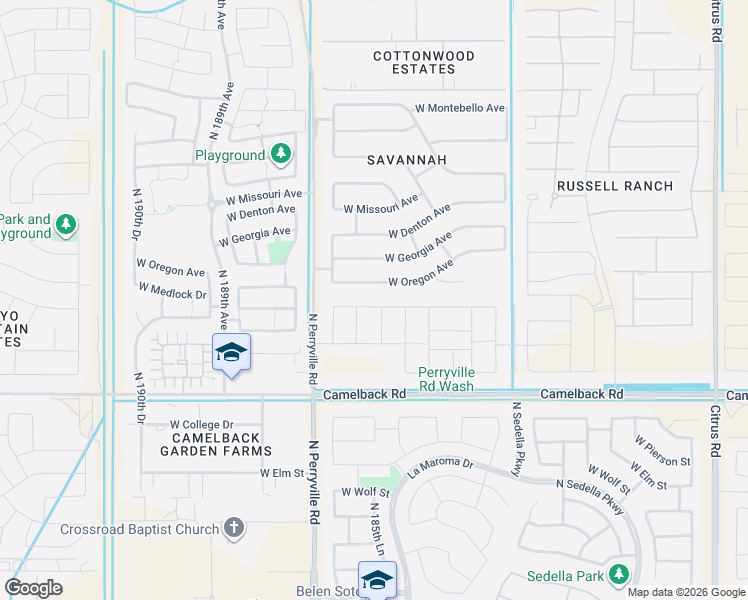 map of restaurants, bars, coffee shops, grocery stores, and more near 18556 West Colter Street in Litchfield Park