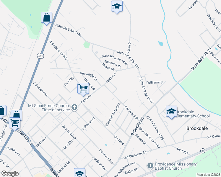 map of restaurants, bars, coffee shops, grocery stores, and more near 495 Seawright Street in Orangeburg