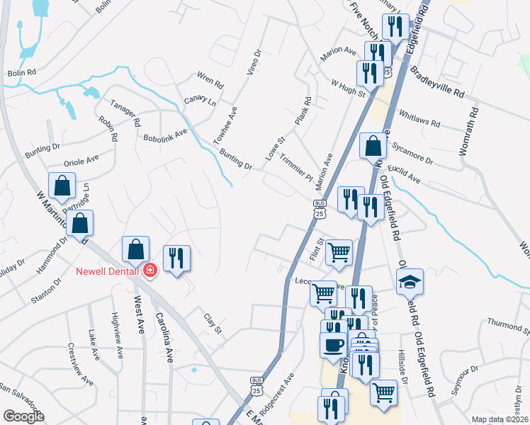 map of restaurants, bars, coffee shops, grocery stores, and more near 113 Maddox Avenue in North Augusta