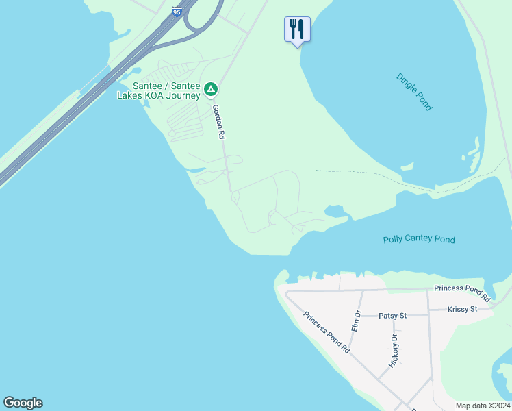 map of restaurants, bars, coffee shops, grocery stores, and more near 1086 Bridgeview Lane in Summerton