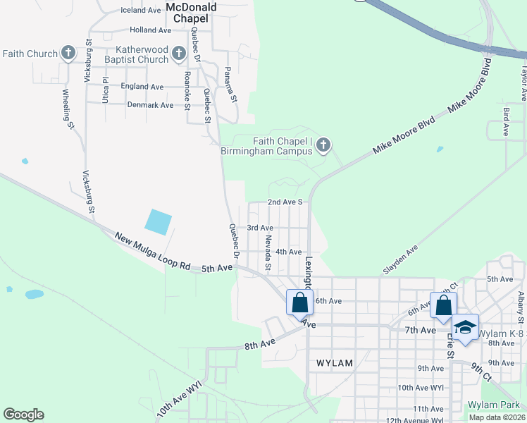 map of restaurants, bars, coffee shops, grocery stores, and more near 217 Oregon Street in Birmingham