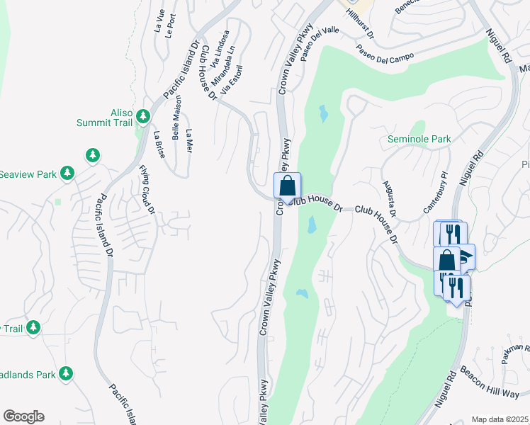map of restaurants, bars, coffee shops, grocery stores, and more near 18 Woodhaven Drive in Laguna Niguel