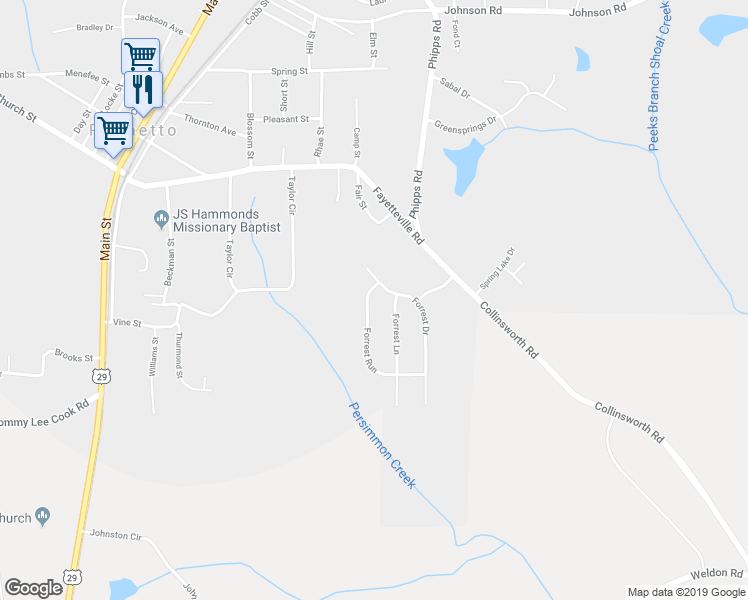 map of restaurants, bars, coffee shops, grocery stores, and more near 202 Forrest Run in Palmetto