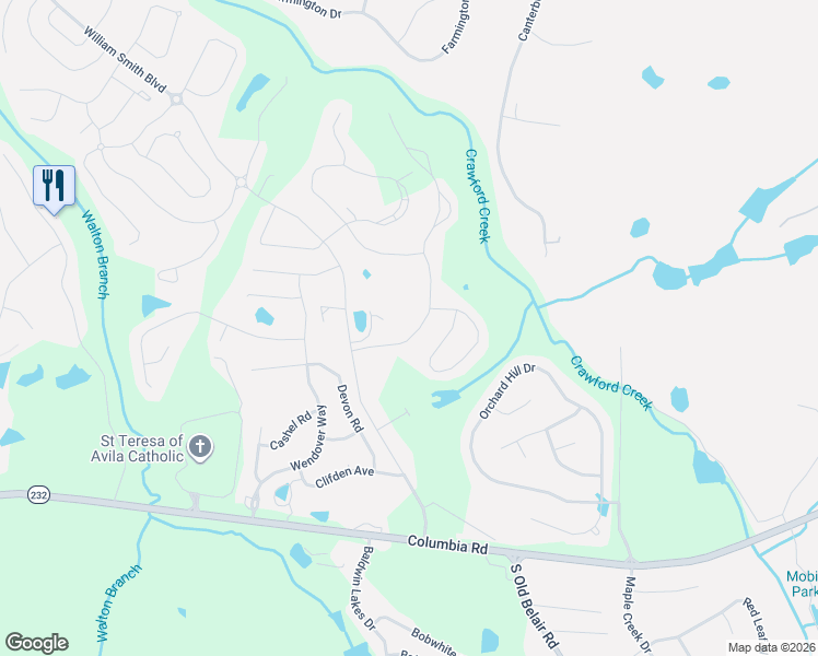 map of restaurants, bars, coffee shops, grocery stores, and more near 214 North Old Belair Road in Grovetown