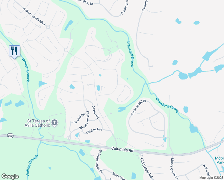 map of restaurants, bars, coffee shops, grocery stores, and more near 214 North Old Belair Road in Grovetown