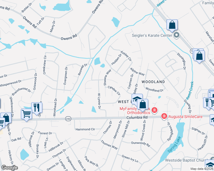 map of restaurants, bars, coffee shops, grocery stores, and more near 132 Shawns Way in Martinez