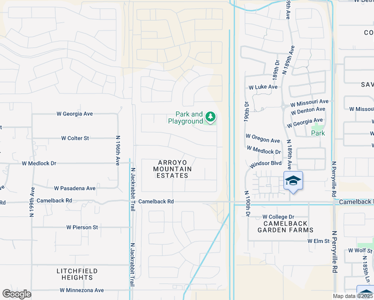 map of restaurants, bars, coffee shops, grocery stores, and more near 19316 West Colter Street in Litchfield Park