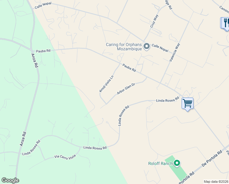 map of restaurants, bars, coffee shops, grocery stores, and more near 41987 Arbor Glen Drive in Temecula