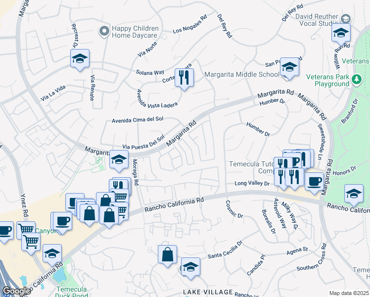 map of restaurants, bars, coffee shops, grocery stores, and more near 42060 Veneto Drive in Temecula