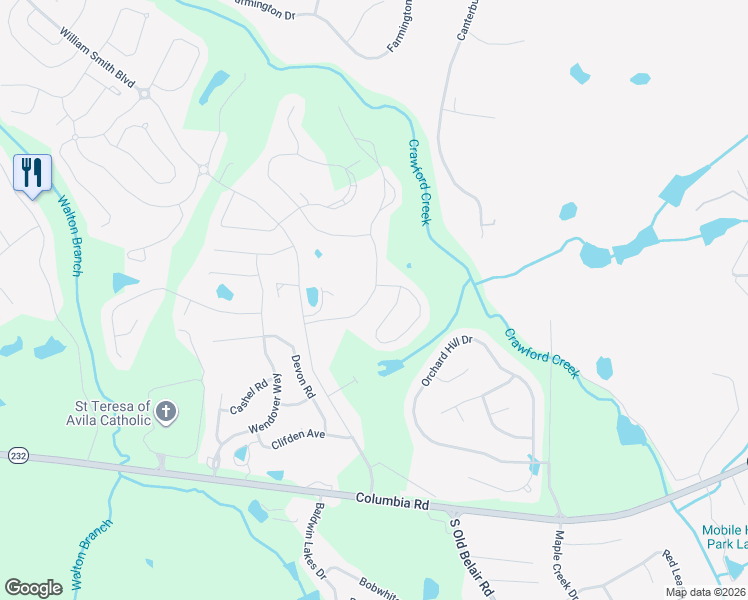 map of restaurants, bars, coffee shops, grocery stores, and more near 4856 Orchard Hill Drive in Grovetown