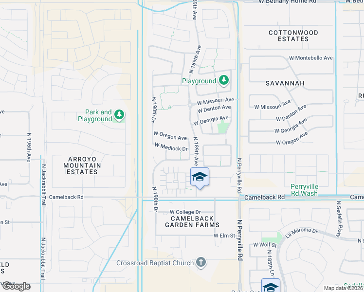 map of restaurants, bars, coffee shops, grocery stores, and more near 18927 West Medlock Drive in Litchfield Park