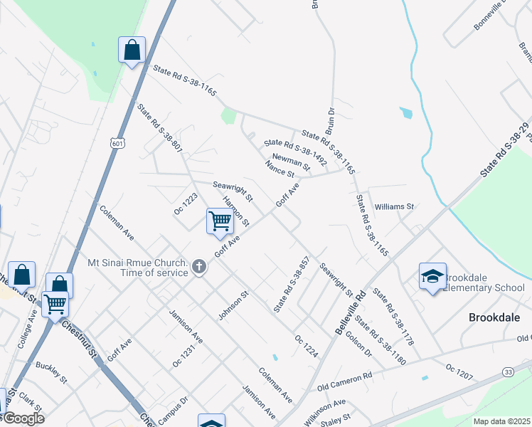 map of restaurants, bars, coffee shops, grocery stores, and more near 495 Seawright Street in Orangeburg