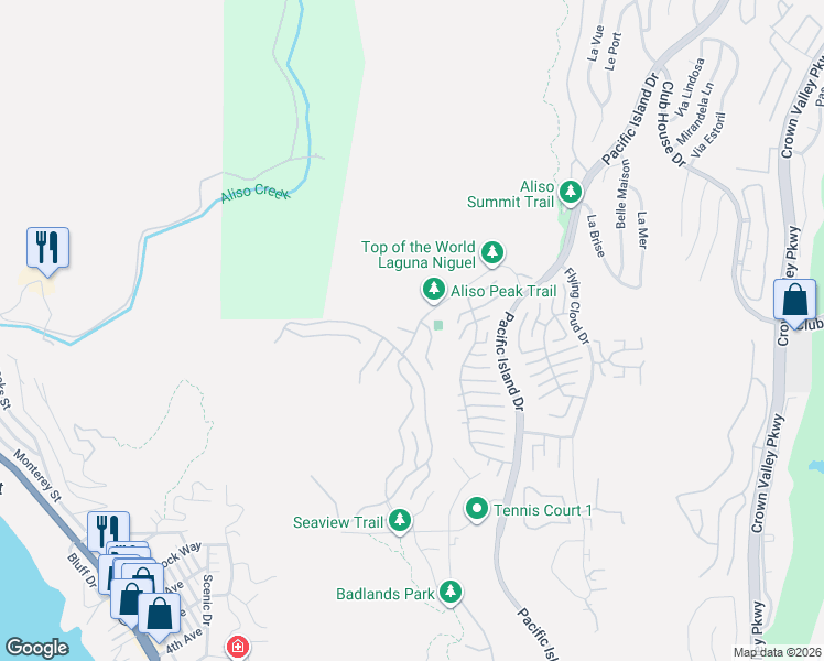 map of restaurants, bars, coffee shops, grocery stores, and more near 6 Cavalier in Laguna Niguel