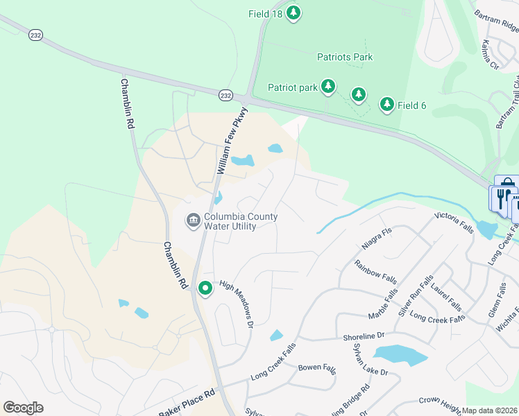 map of restaurants, bars, coffee shops, grocery stores, and more near 2006 Dundee Way in Grovetown