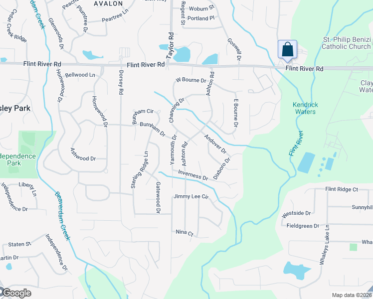 map of restaurants, bars, coffee shops, grocery stores, and more near 8949 Ashton Road in Jonesboro