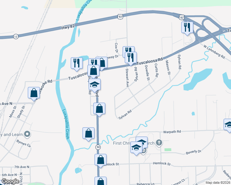 map of restaurants, bars, coffee shops, grocery stores, and more near 206 Sylvan Road in Columbus