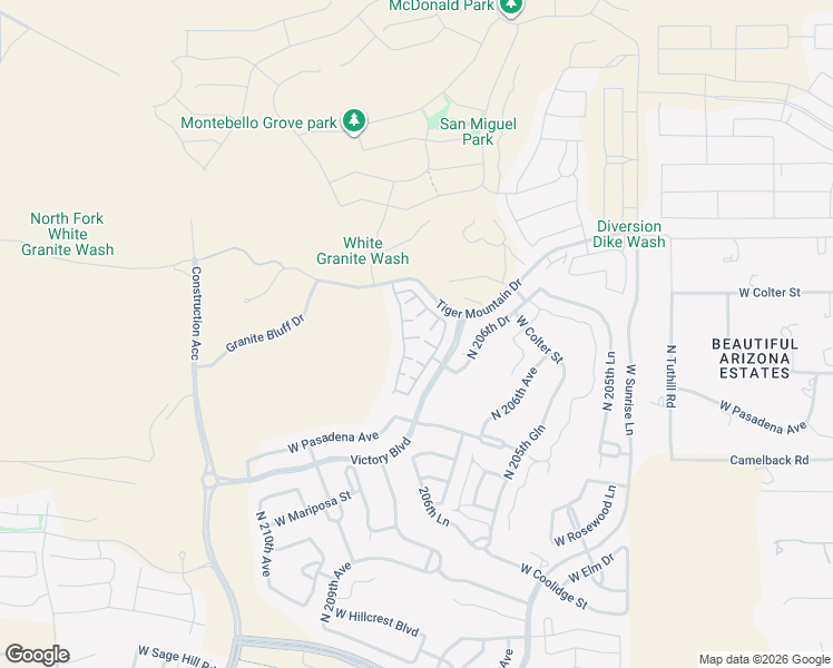 map of restaurants, bars, coffee shops, grocery stores, and more near 20722 West Fern Drive in Buckeye