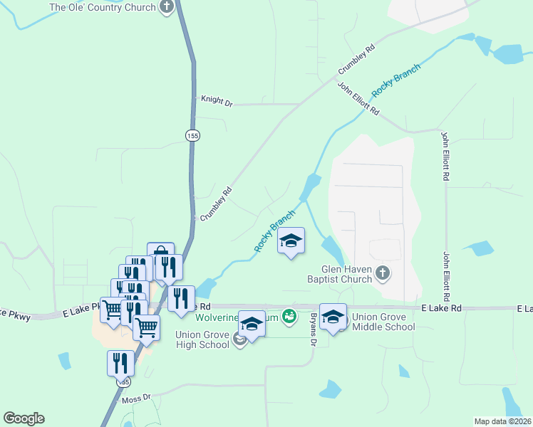 map of restaurants, bars, coffee shops, grocery stores, and more near 232 Seth Terrace in McDonough