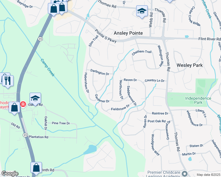 map of restaurants, bars, coffee shops, grocery stores, and more near 9032 Gardener Drive in Jonesboro