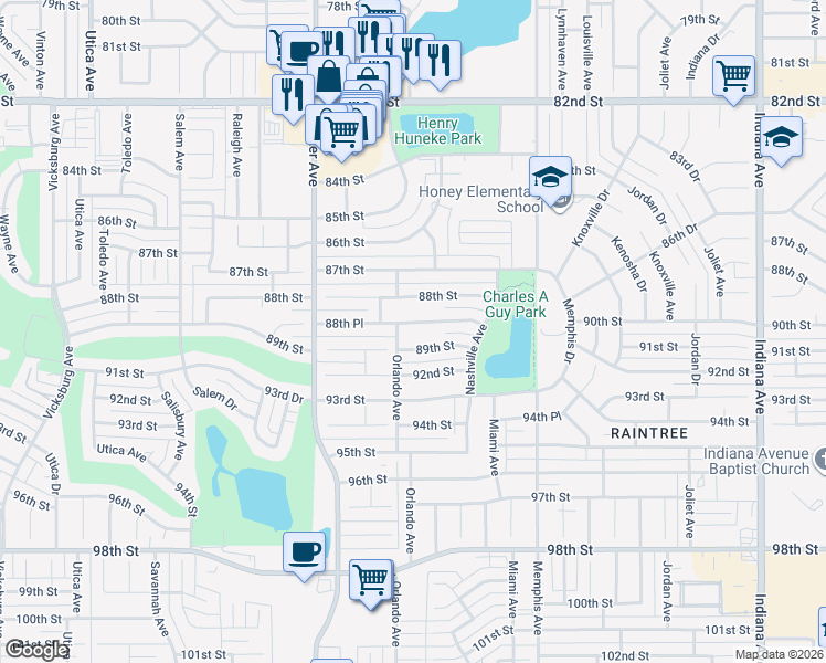 map of restaurants, bars, coffee shops, grocery stores, and more near 4017 88th Street in Lubbock