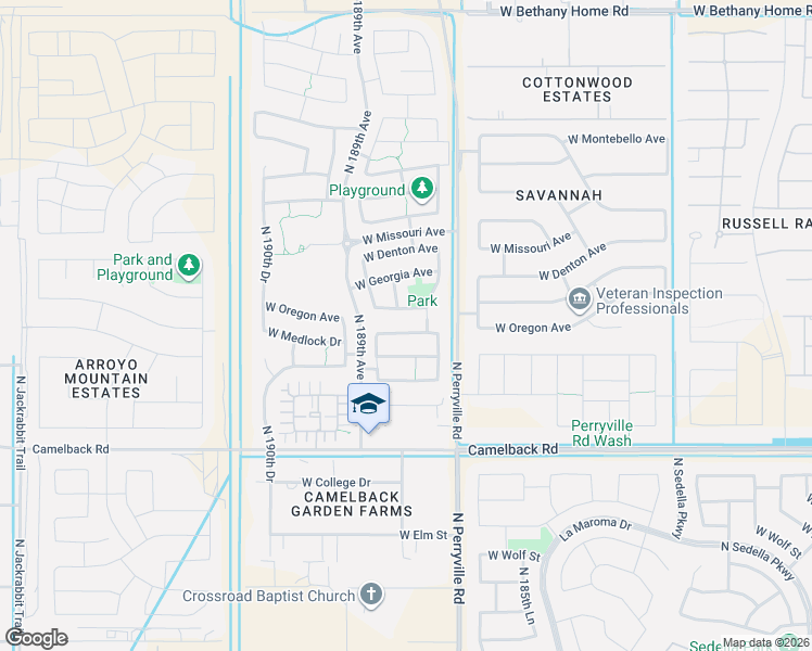 map of restaurants, bars, coffee shops, grocery stores, and more near 5314 North 188th Avenue in Litchfield Park