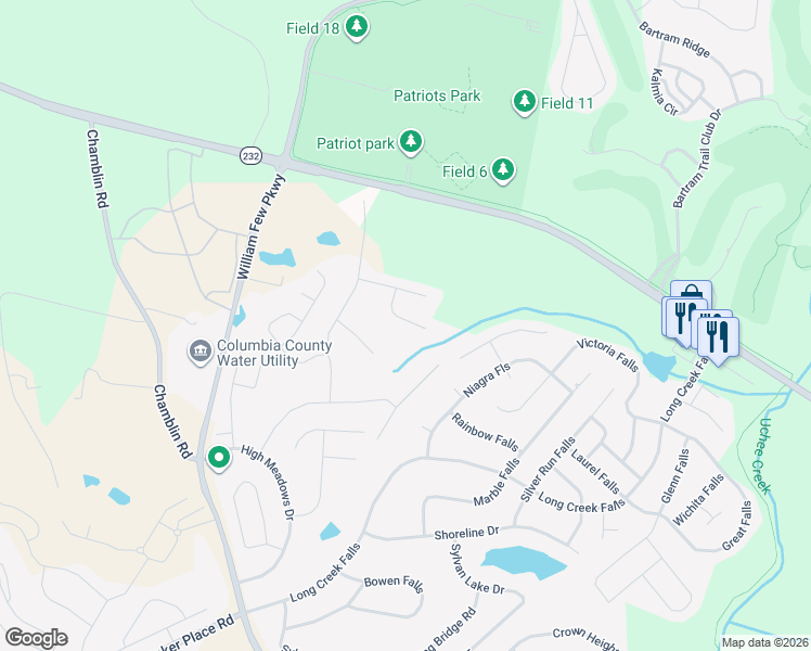 map of restaurants, bars, coffee shops, grocery stores, and more near 3027 Kilknockie Drive in Grovetown