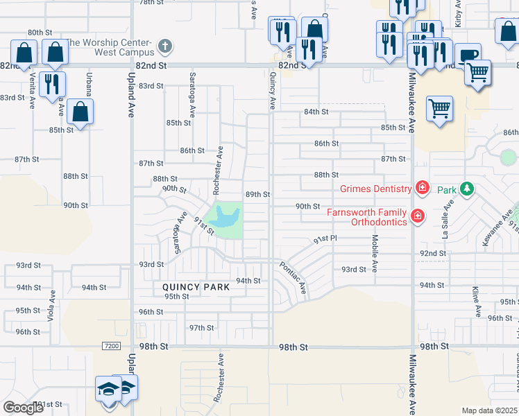 map of restaurants, bars, coffee shops, grocery stores, and more near 6903 89th Street in Lubbock