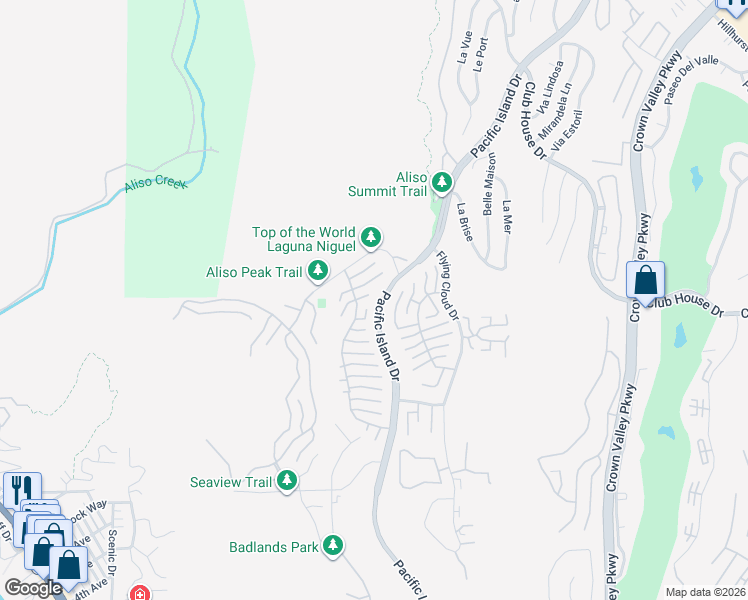 map of restaurants, bars, coffee shops, grocery stores, and more near 22846 Mariano Drive in Laguna Niguel