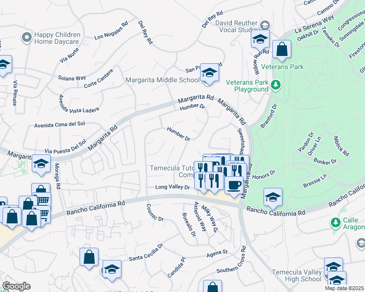 map of restaurants, bars, coffee shops, grocery stores, and more near 42015 Roanoake Street in Temecula