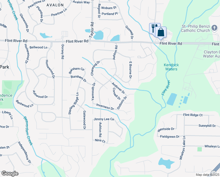 map of restaurants, bars, coffee shops, grocery stores, and more near 8908 Channing Drive in Jonesboro