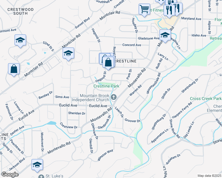 map of restaurants, bars, coffee shops, grocery stores, and more near 1104 Kingsbury Avenue in Birmingham