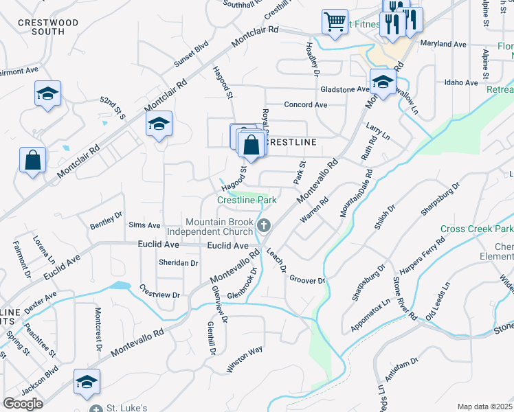map of restaurants, bars, coffee shops, grocery stores, and more near 1104 Kingsbury Avenue in Birmingham