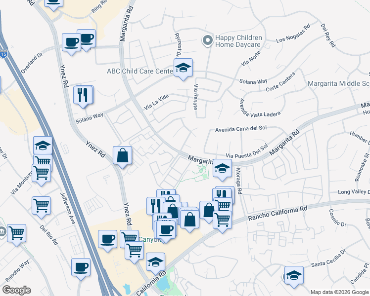 map of restaurants, bars, coffee shops, grocery stores, and more near 29631 Stonewood Road in Temecula