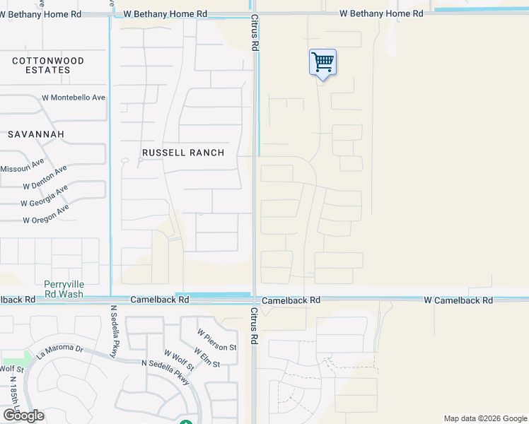 map of restaurants, bars, coffee shops, grocery stores, and more near 5313-5507 North Citrus Road in Litchfield Park