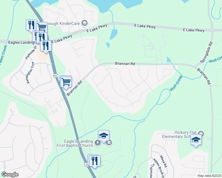 map of restaurants, bars, coffee shops, grocery stores, and more near 152 Rockport Drive in McDonough