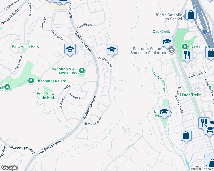 map of restaurants, bars, coffee shops, grocery stores, and more near 7 Pointe Vincente in Laguna Niguel