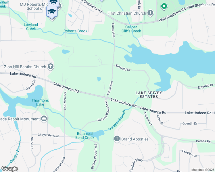 map of restaurants, bars, coffee shops, grocery stores, and more near 8875 Camp Avenue in Jonesboro